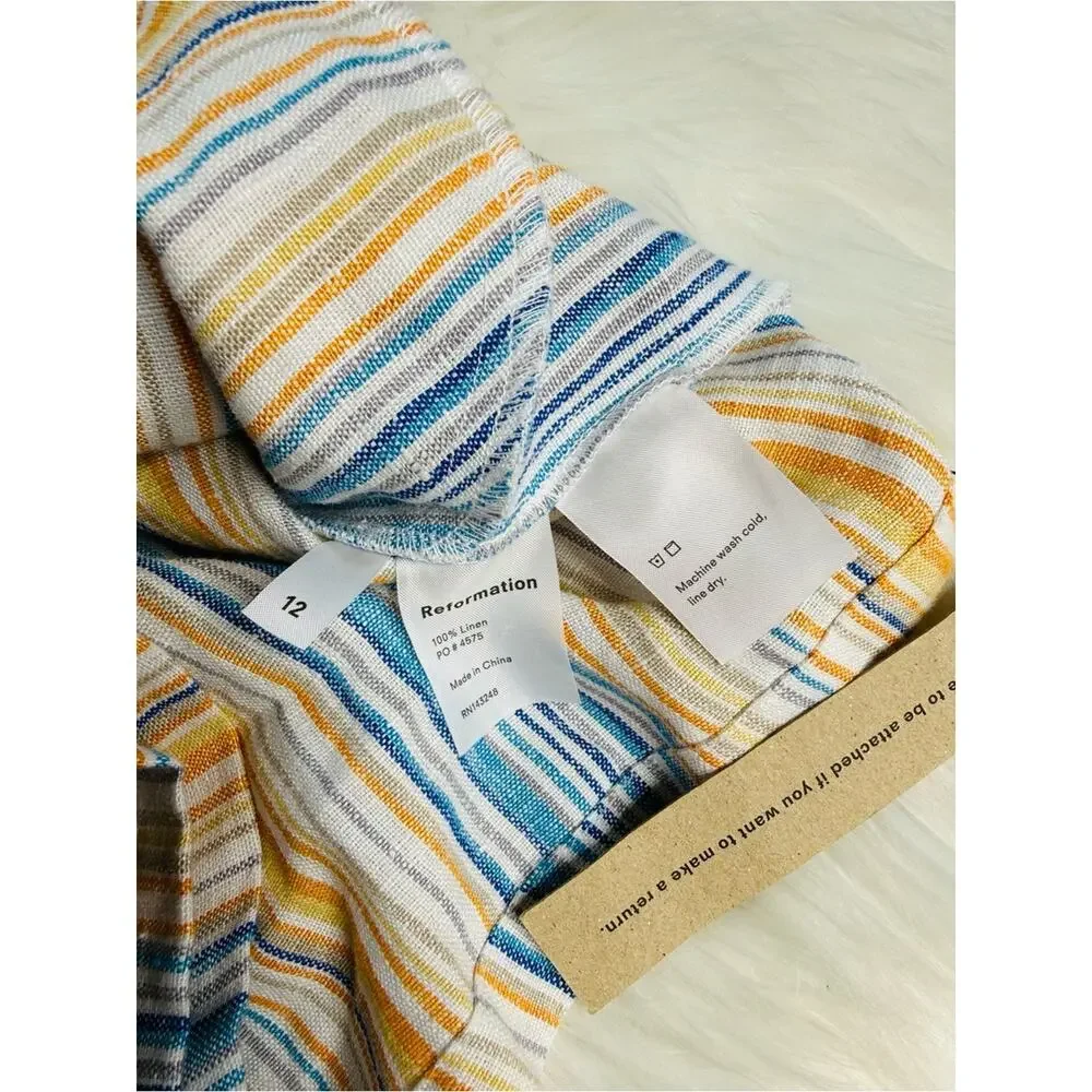 Reformation Island Linen Marbella Striped Romper